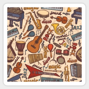 Band Instruments Seamless Music Pattern Sticker